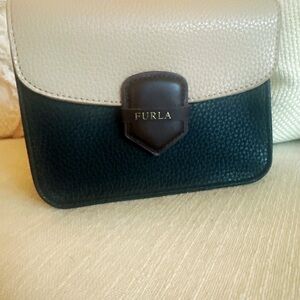 Furla Mini Bag Black and Cream Leather Chic